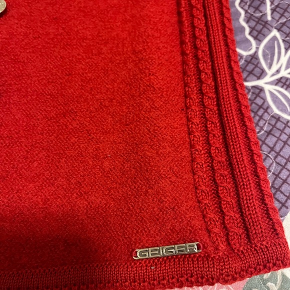 Vintage GEIGER TYROL Wool Sweater Blazer Jacket in Red Austria Size 36 - Picture 11 of 13